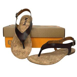 Korks Skylar Women's Thong Flat Sandals Size 7-9 Dark Brown Casual Comfort Shoes